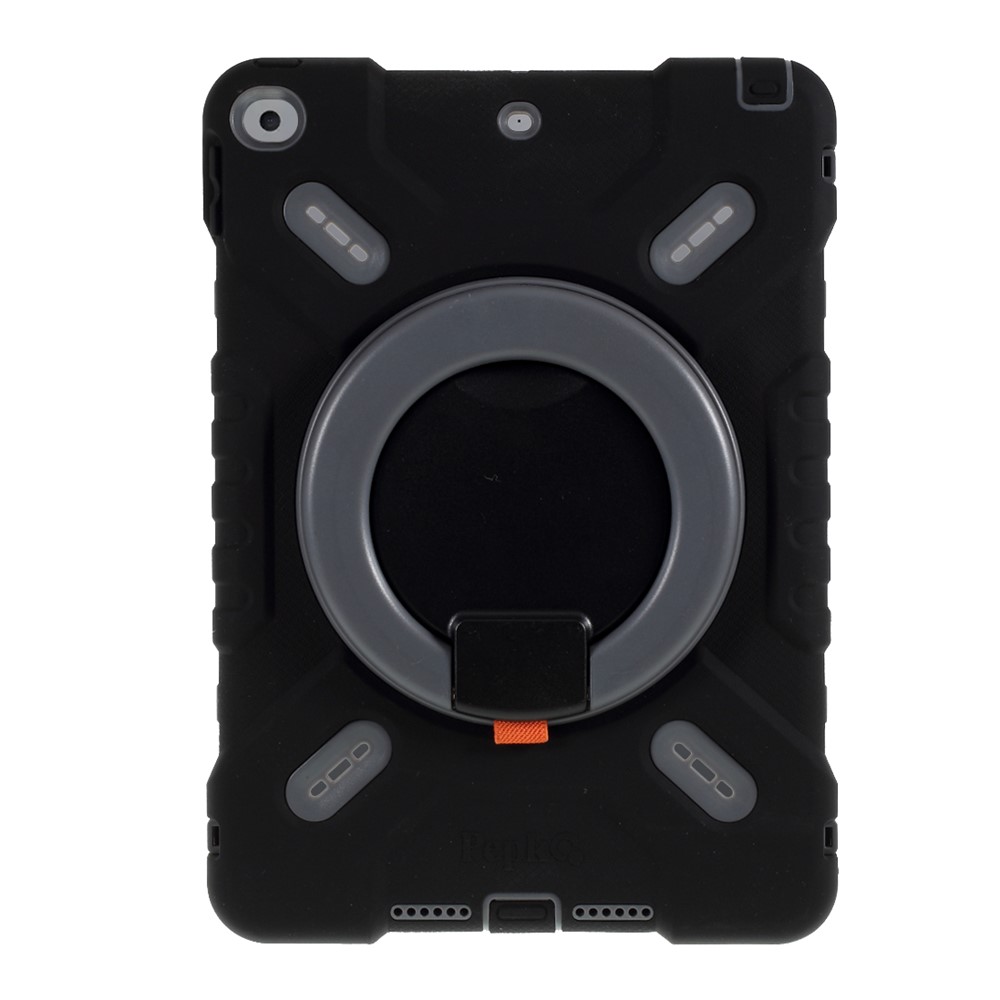 PEPKOO Shock-proof Silicone Plastic Kid Dual Protective Case with Kickstand for iPad 10.2 (2019)/Air 10.5 inch (2019) - Black-4