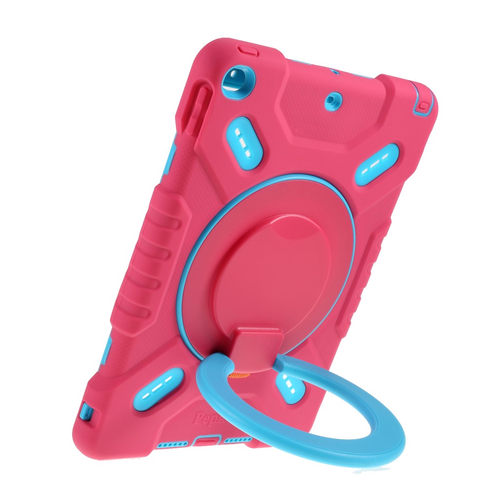 Pepkoo Shock-prooble Silicone Plastic Kid Dual Protective Case с Kickstand Для Ipad 10.2 (2021) (2020)/(2019)/air 10,5 Дюйма (2019) - Роза