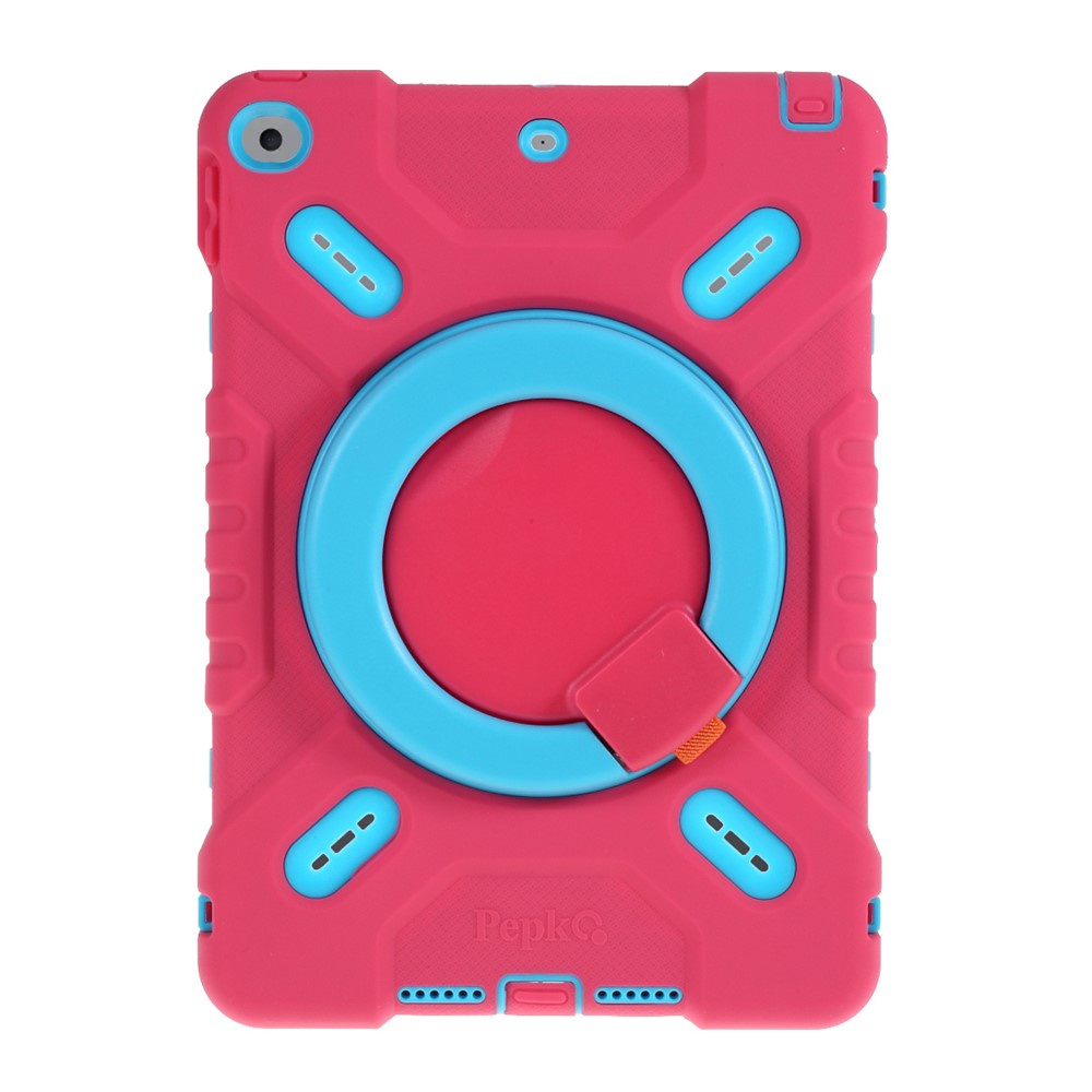 PEPKOO Shock-proof Silicone Plastic Kid Dual Protective Case with Kickstand for iPad 10.2 (2020)(2019)/Air 10.5 inch (2019) - Rose-4