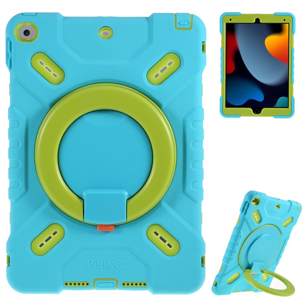 PEPKOO Tablet Case for iPad 10.2 (2021) / (2020) / (2019) / Air 10.5 inch (2019) Silicone Plastic Protective Cover with Kickstand - Blue