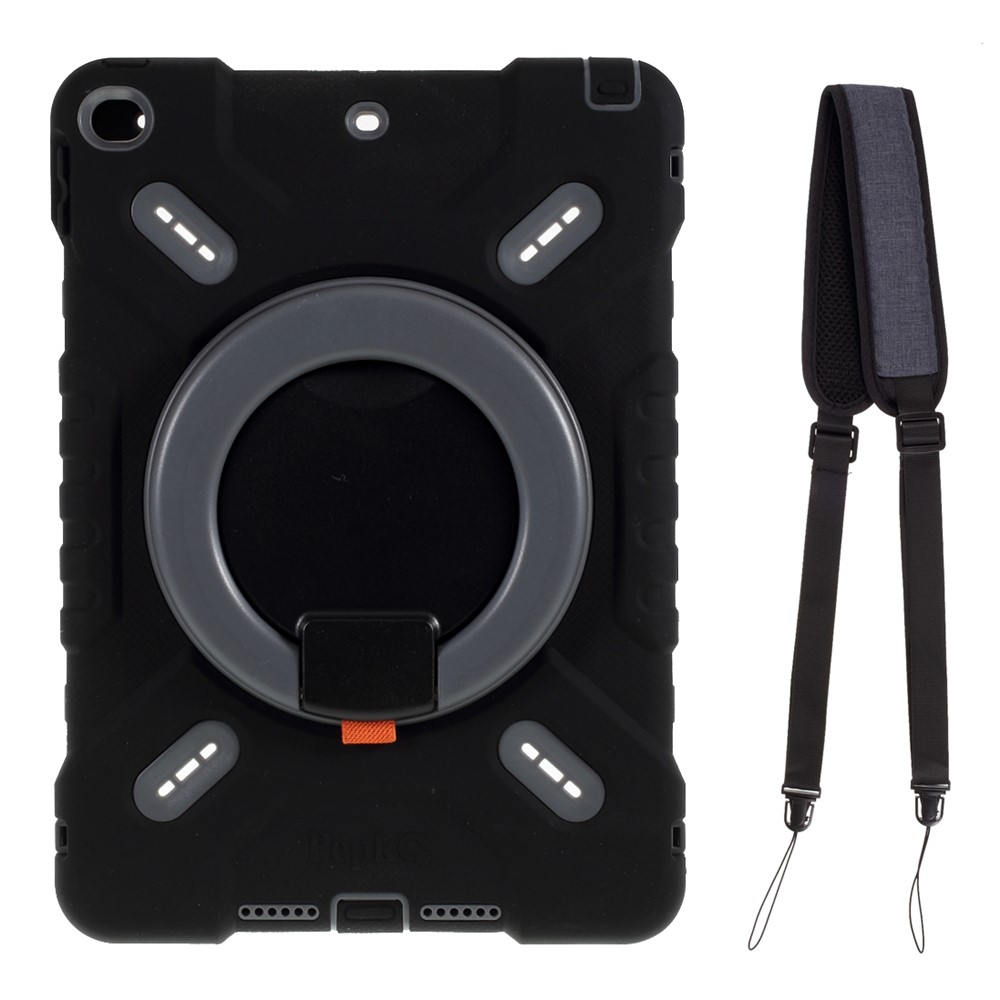 Kid Silicone PEPKOO Anti-chocs En Matière Plastique À Double Boîtier De Béquille De Protection Avec Bandoulière Pour Ipad 10,2 (2019) / Air 10,5 Pouces (2019) - Noir-1