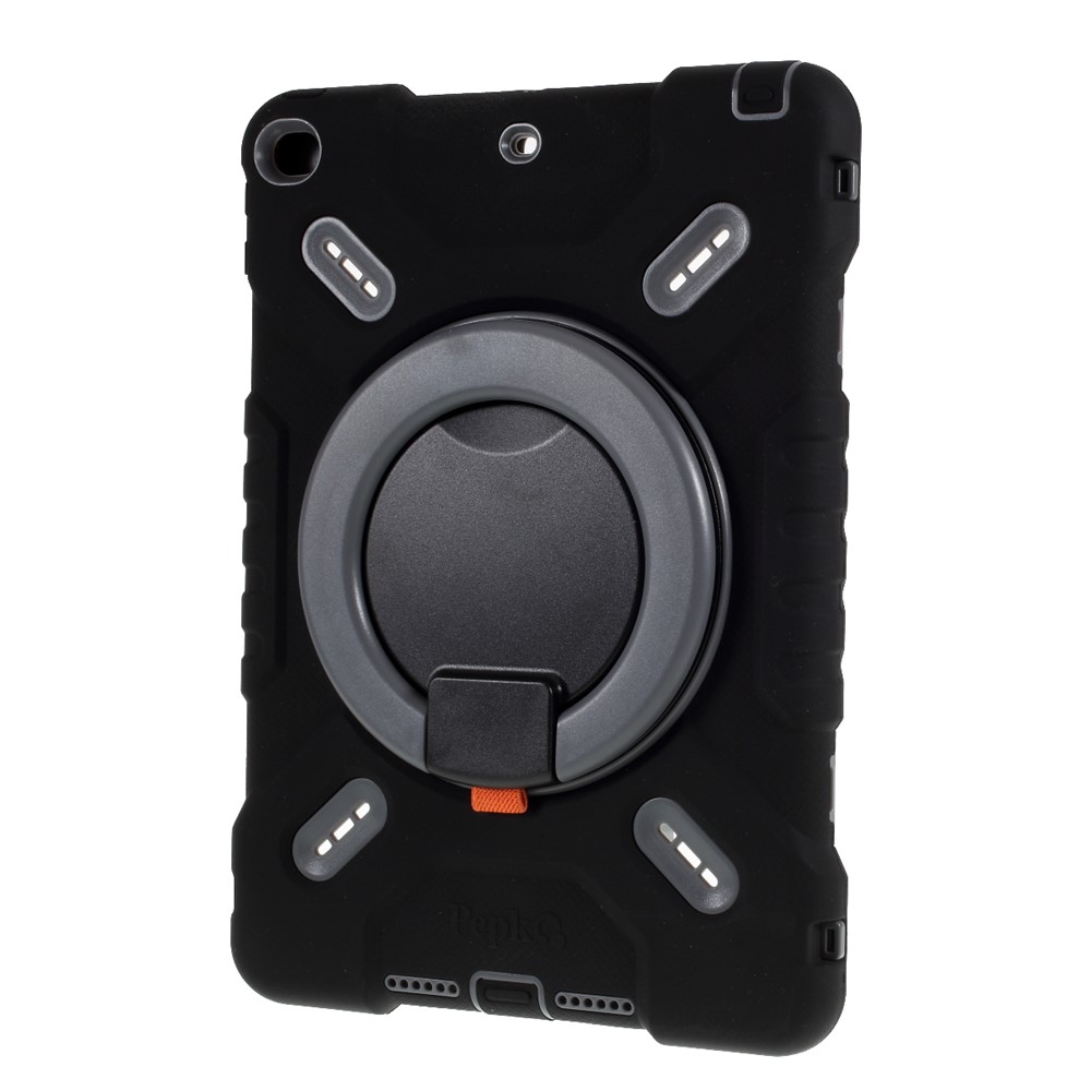 Kid Silicone PEPKOO Anti-chocs En Matière Plastique À Double Boîtier De Béquille De Protection Avec Bandoulière Pour Ipad 10,2 (2019) / Air 10,5 Pouces (2019) - Noir-2