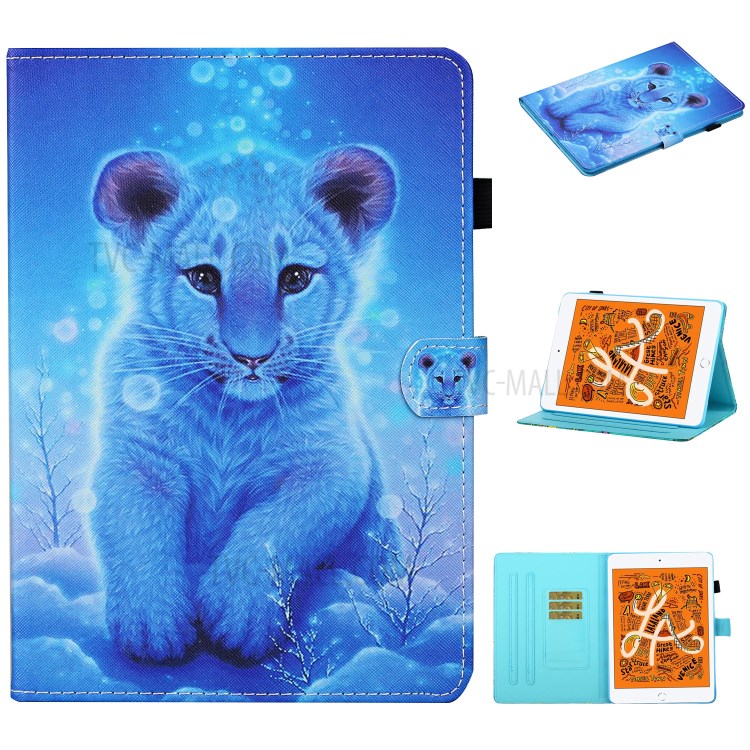 Pattern Printing Card Slots Stand Flip Leather Case for iPad Mini/Mini 2/Mini 3/Mini 4/Mini (2019) 7.9 inch - Little Lion-1