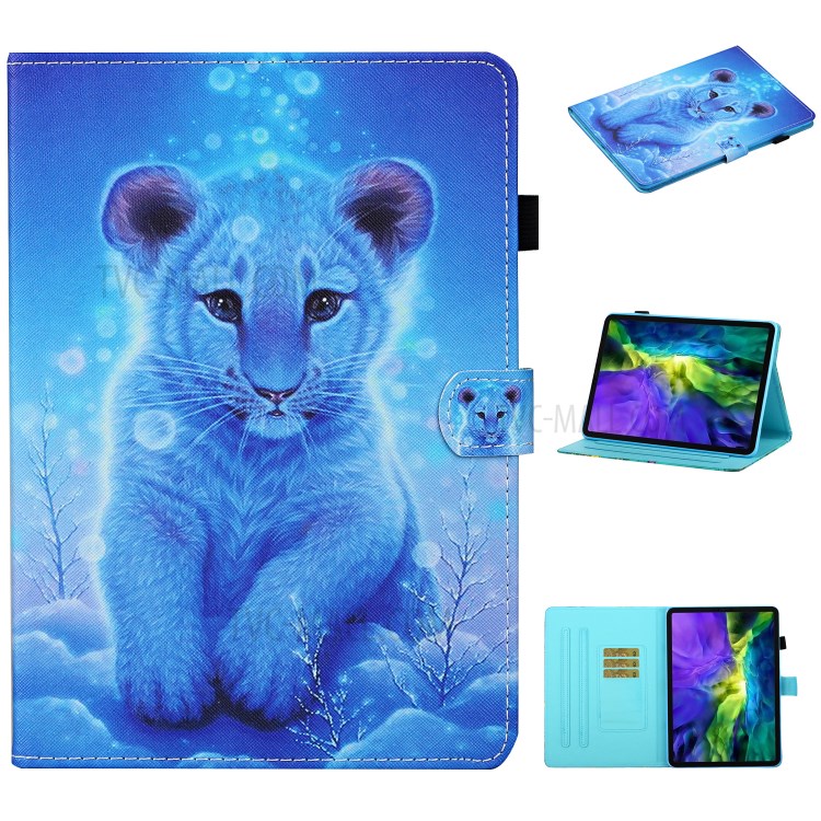 Pattern Printing Card Slots Stand Flip Leather Protective Case for iPad Air (2020)/Pro 11-inch (2020)(2018) - Little Lion