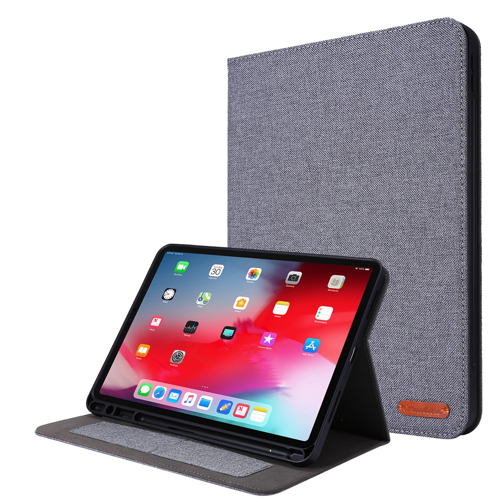 Cloth Texture Card Slots Stand Leather Cover for iPad Pro 11-inch (2020)/(2018) - Grey-1