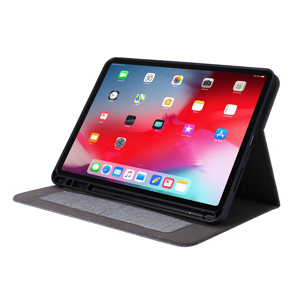Cloth Texture Card Slots Stand Leather Cover for iPad Pro 11-inch (2020)/(2018) - Grey-5