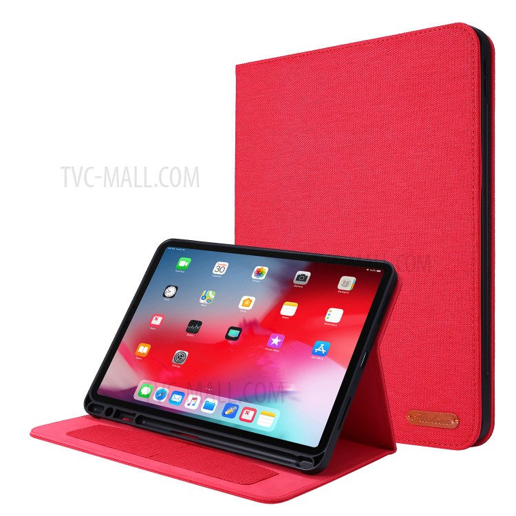 Cloth Texture Card Slots Stand Leather Cover for iPad Pro 11-inch (2020)/(2018) - Red-1