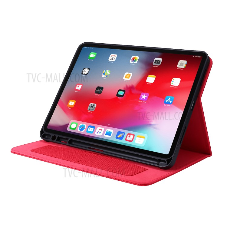 Cloth Texture Card Slots Stand Leather Cover for iPad Pro 11-inch (2020)/(2018) - Red-5