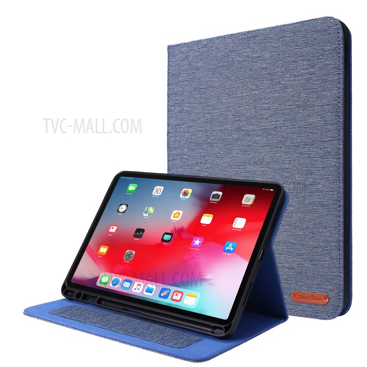 Cloth Texture Card Slots Stand Leather Cover for iPad Pro 11-inch (2020)/(2018) - Blue-1
