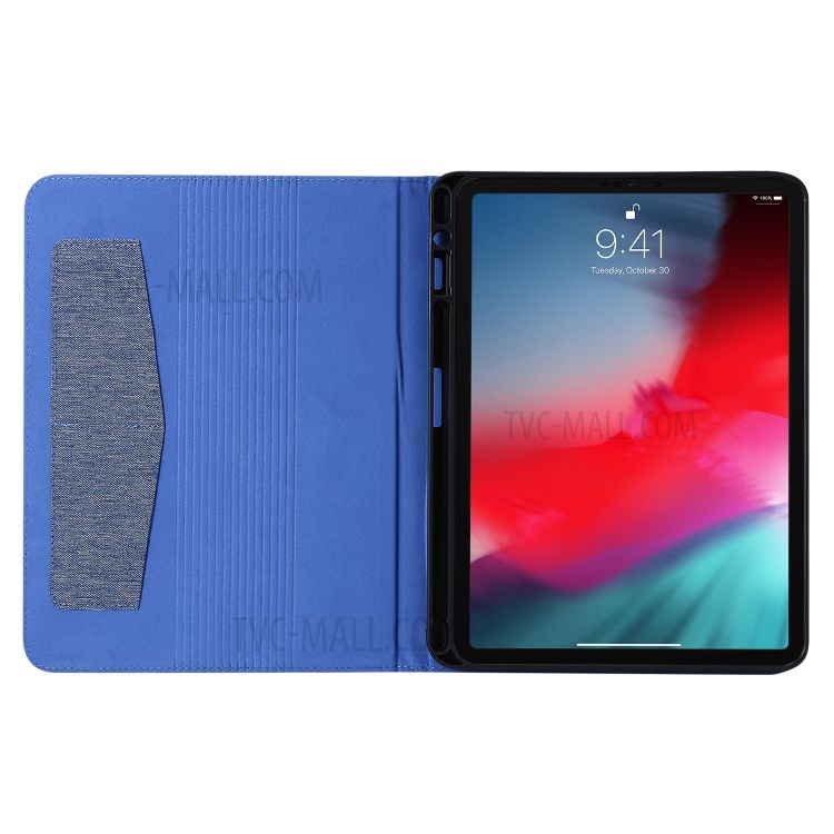 Cloth Texture Card Slots Stand Leather Cover for iPad Pro 11-inch (2020)/(2018) - Blue-3
