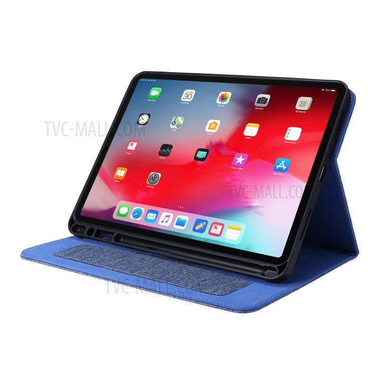 Cloth Texture Card Slots Stand Leather Cover for iPad Pro 11-inch (2020)/(2018) - Blue-8