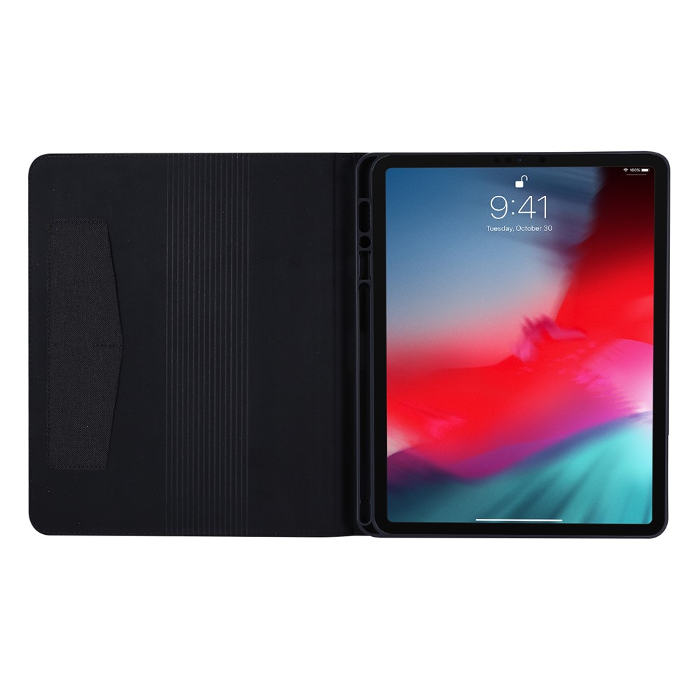 Emplacements Pour Cartes De Texture De Tissu En Cuir Couvercle Du Support Pour IPad Pro 12,9 Pouces (2020) / (2018) - Noir-3