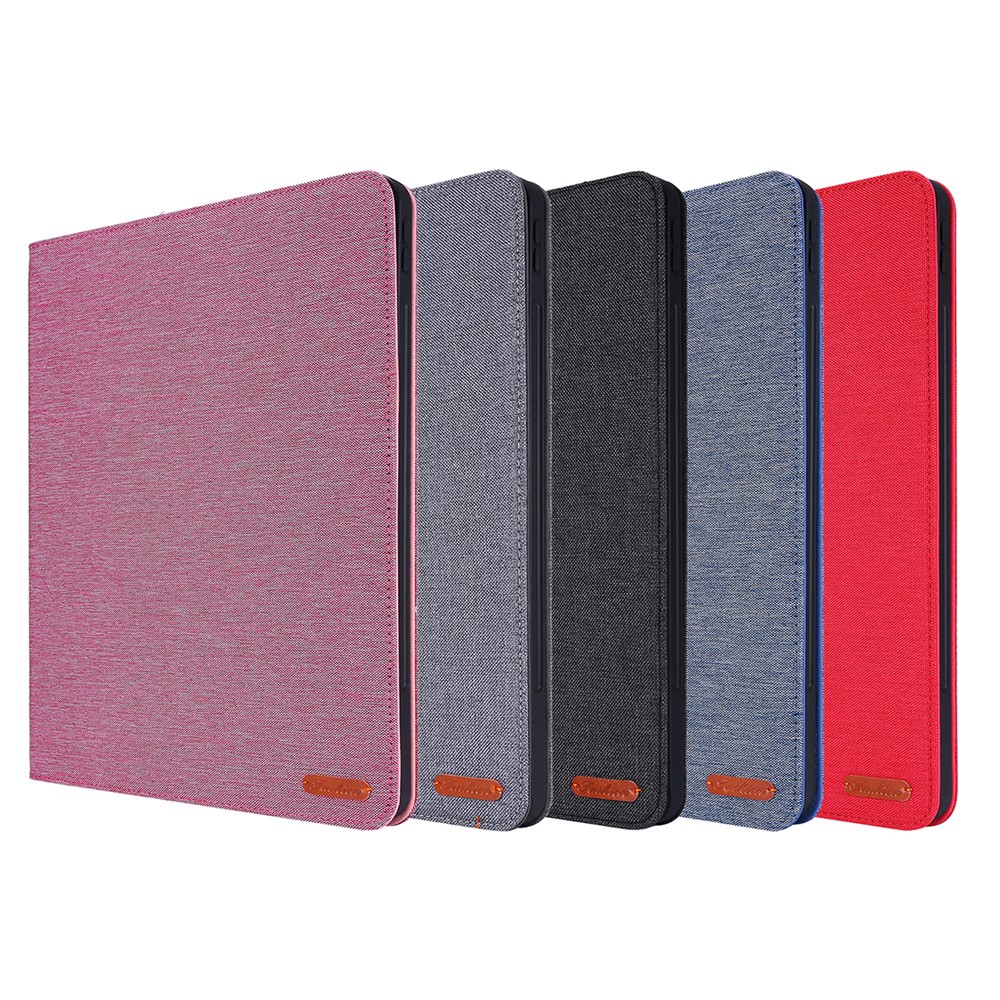 Emplacements Pour Cartes De Texture De Tissu En Cuir Couvercle Du Support Pour IPad Pro 12,9 Pouces (2020) / (2018) - Noir-6