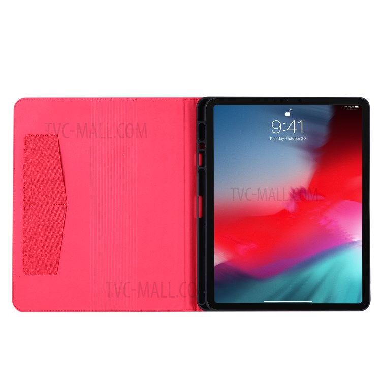 Cloth Texture Card Slots Stand Leather Cover for iPad Pro 12.9 (2022) / (2021) / (2020) / (2018) - Red-3