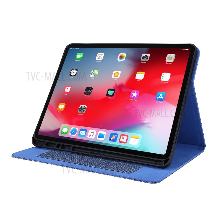 Cloth Texture Card Slots Stand Leather Cover for iPad Pro 12.9-inch (2020)/(2018) - Blue-2