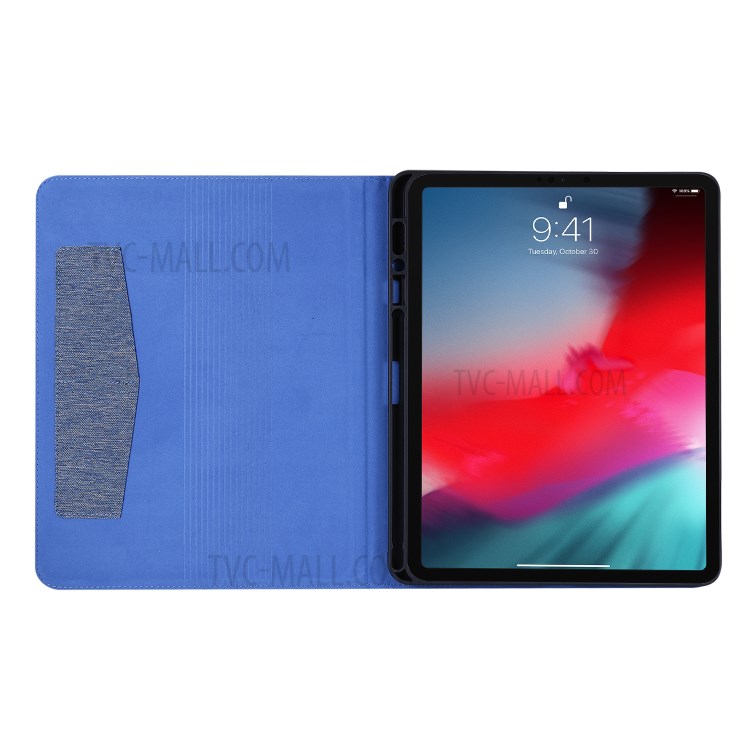 Cloth Texture Card Slots Stand Leather Cover for iPad Pro 12.9-inch (2020)/(2018) - Blue-3