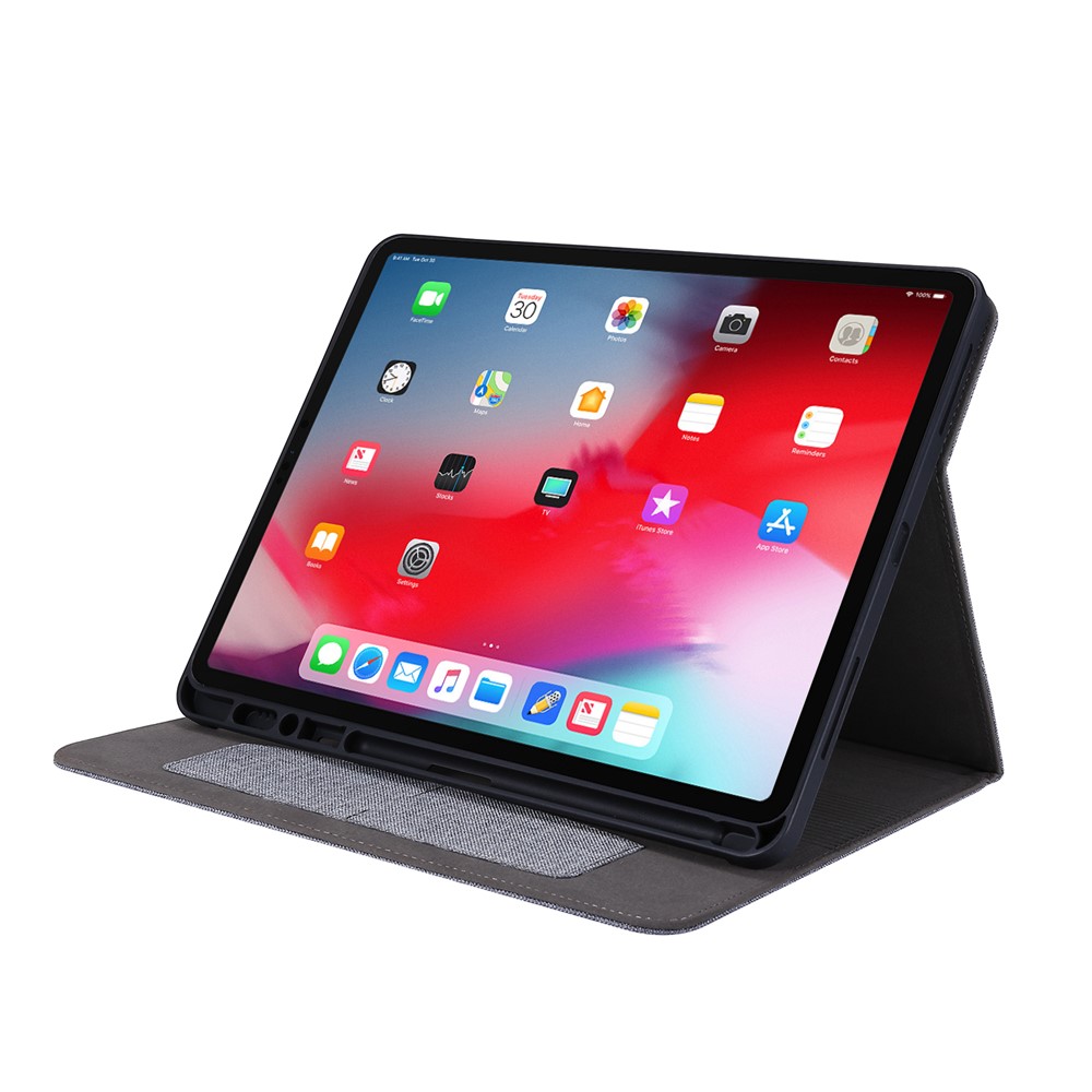 Cloth Texture Card Slots Stand Leather Cover for iPad Pro 12.9-inch (2020)/(2018) - Grey-2