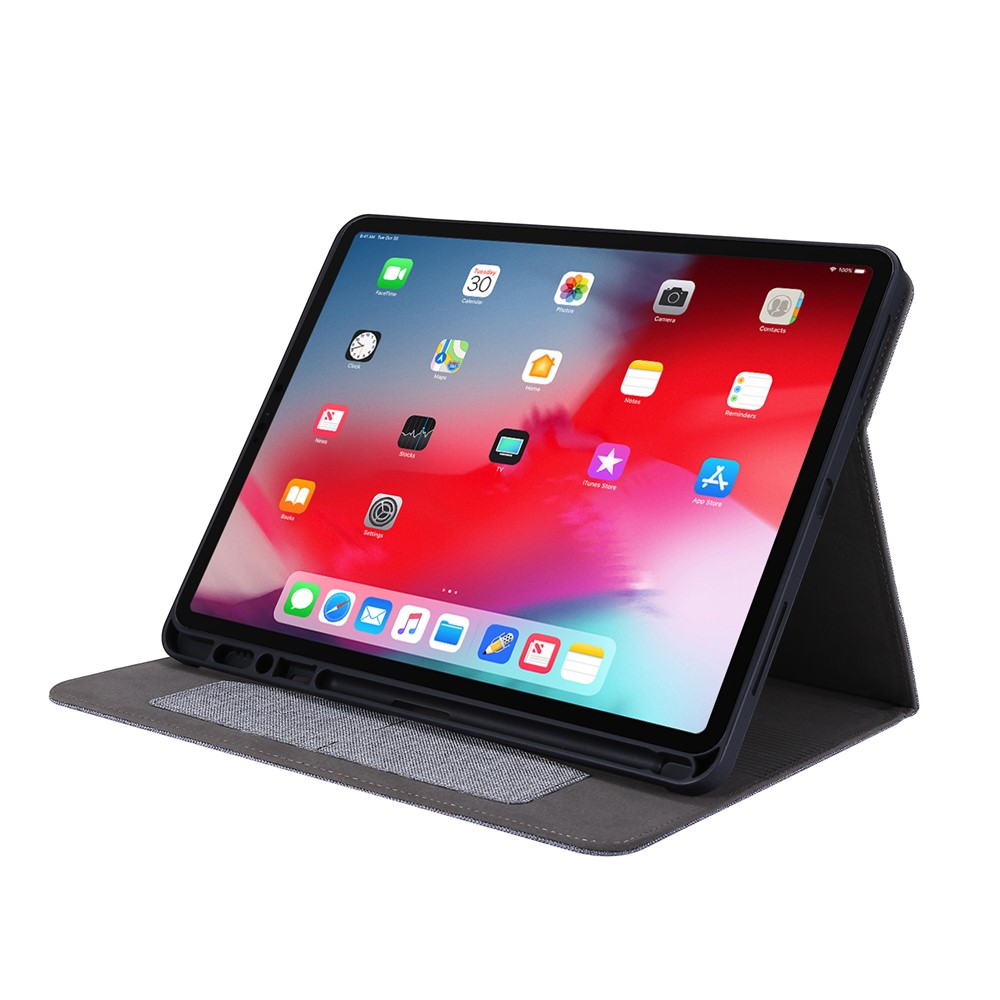 Stoff Texture Card Slots Stand Lederabdeckung Für Ipad Pro 12,9 Zoll (2020)/(2018) - Grau