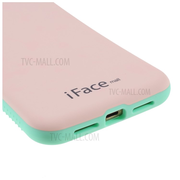 IFACE MALL Macaron Series PC + TPU Hybrid Case for iPhone XR 6.1 inch - Pink/Green-5