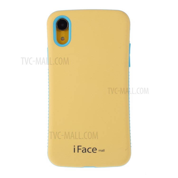 IFACE MALL Macaron Series PC + TPU Hybrid Case for iPhone XR 6.1 inch - Yellow/Blue-1