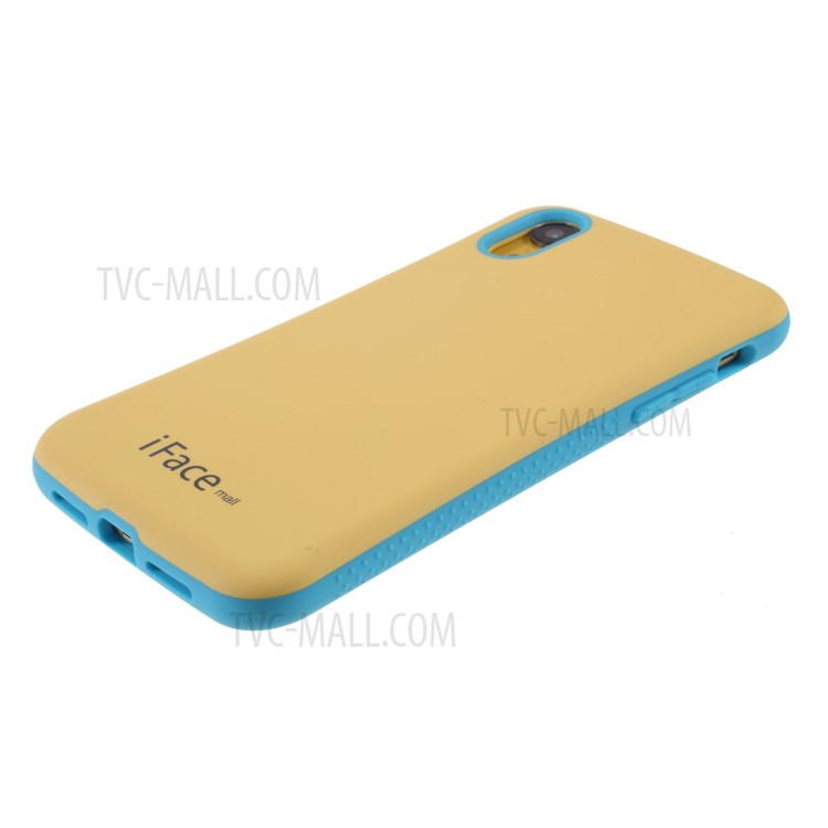 IFACE MALL Macaron Series PC + TPU Hybrid Case for iPhone XR 6.1 inch - Yellow/Blue-4