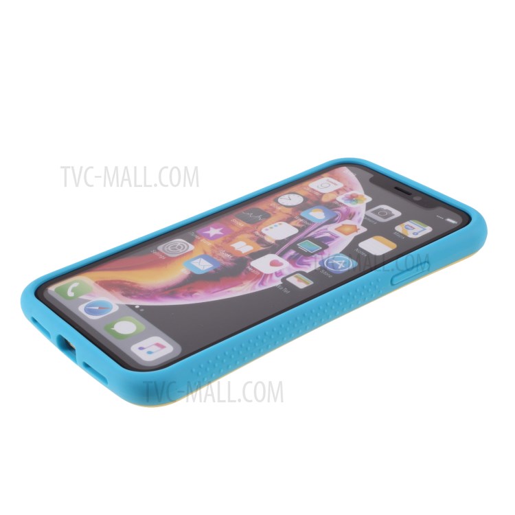 IFACE MALL Macaron Series PC + TPU Hybrid Case for iPhone XR 6.1 inch - Yellow/Blue-5