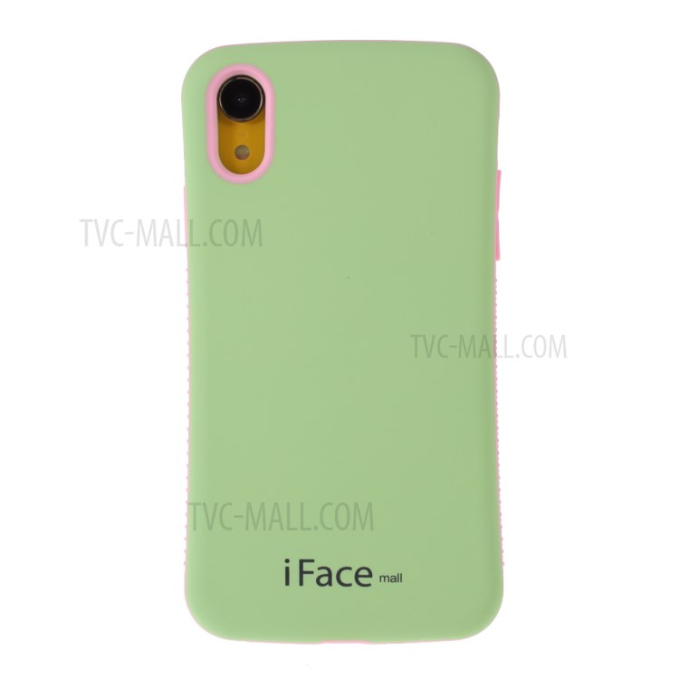 IFACE MALL Macaron Series PC + TPU Hybrid Case for iPhone XR 6.1 inch - Green/Pink-1