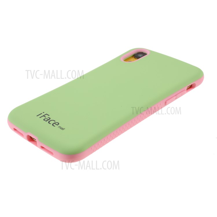 IFACE MALL Macaron Series PC + TPU Hybrid Case for iPhone XR 6.1 inch - Green/Pink-4