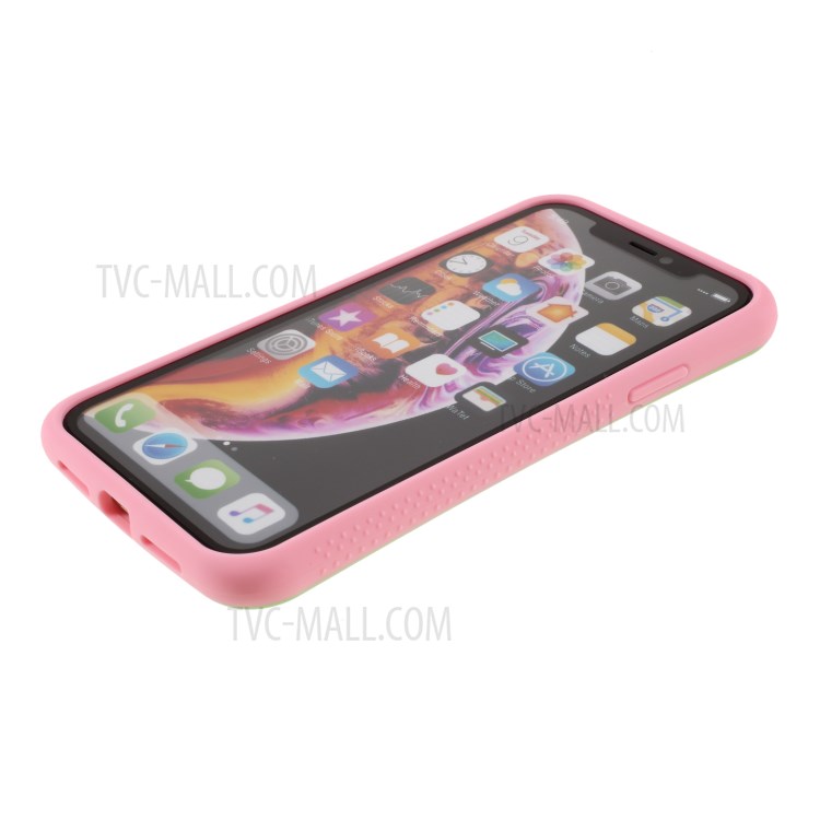 IFACE MALL Macaron Series PC + TPU Hybrid Case for iPhone XR 6.1 inch - Green/Pink-5