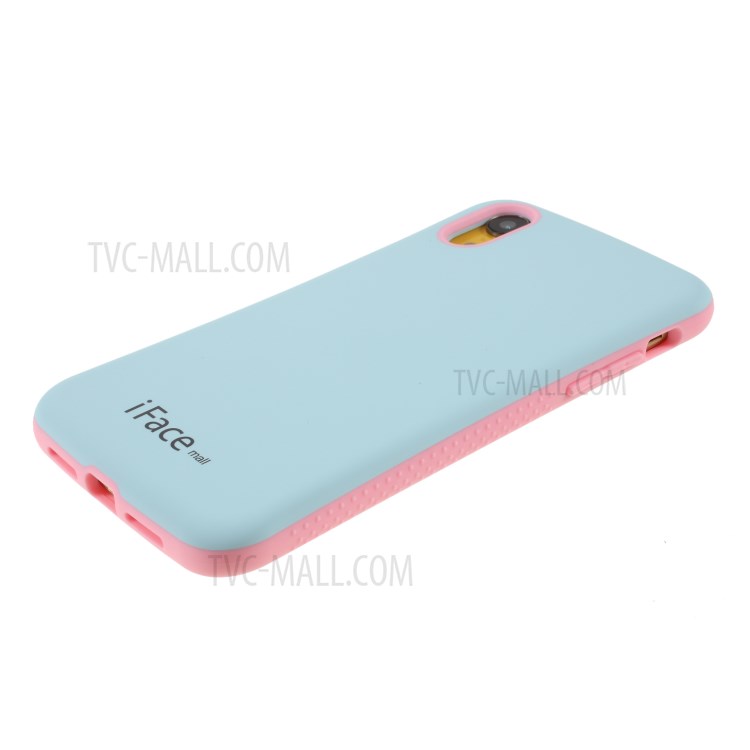 IFACE MALL Macaron Series PC + TPU Hybrid Case for iPhone XR 6.1 inch - Blue/Pink-4