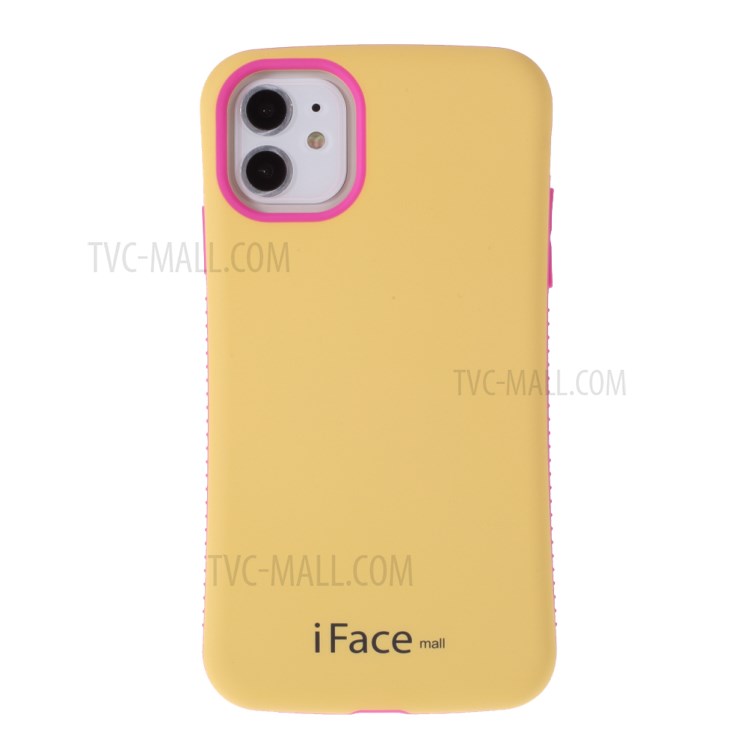 IFACE MALL Macaron Series PC + TPU Hybrid Cover for iPhone 11 6.1 inch - Yellow/Rose-1