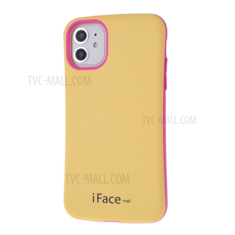 IFACE MALL Macaron Series PC + TPU Hybrid Cover for iPhone 11 6.1 inch - Yellow/Rose-2