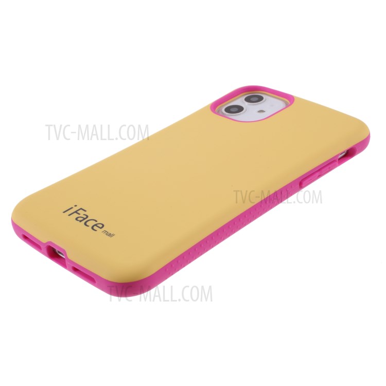 IFACE MALL Macaron Series PC + TPU Hybrid Cover for iPhone 11 6.1 inch - Yellow/Rose-4