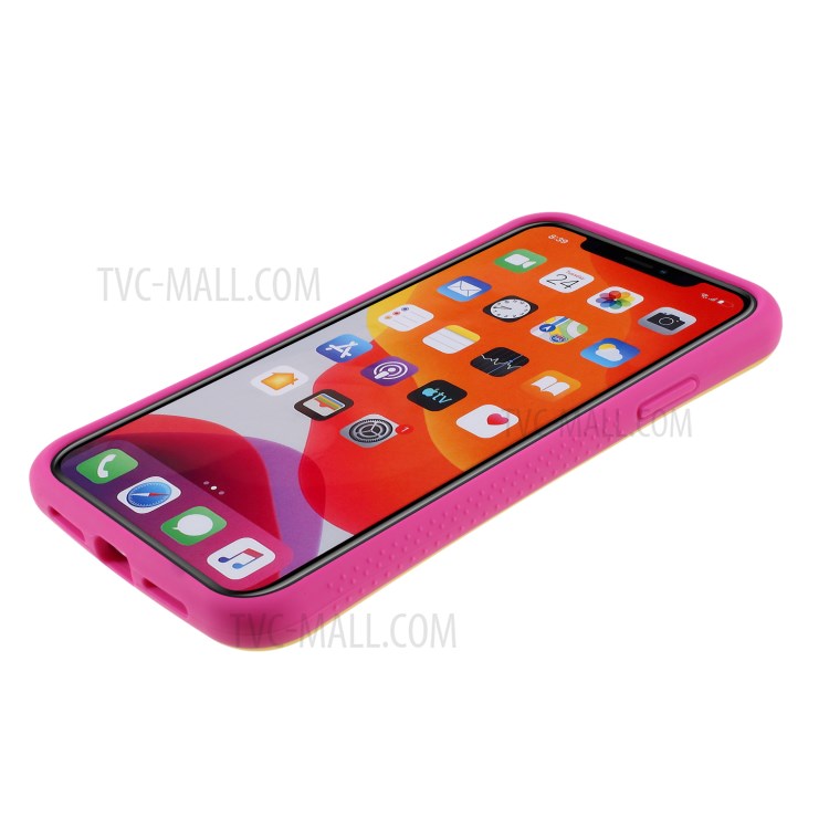 IFACE MALL Macaron Series PC + TPU Hybrid Cover for iPhone 11 6.1 inch - Yellow/Rose-5