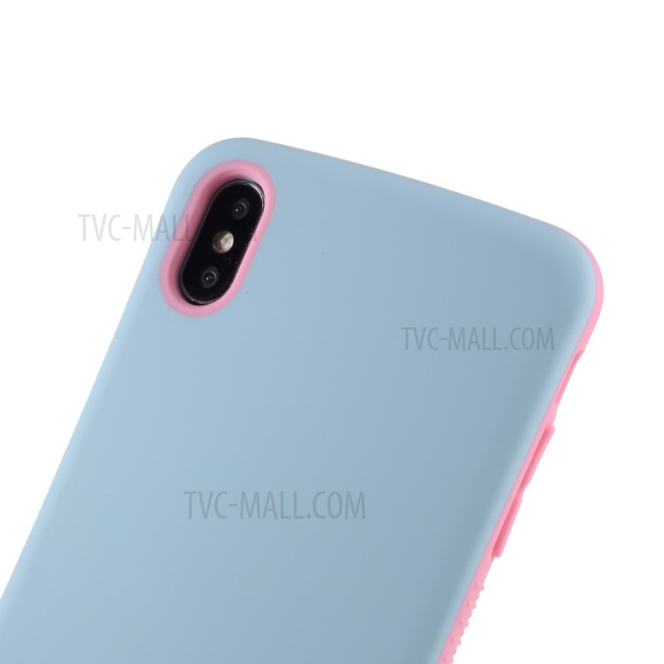 IFACE MALL Macaron Series PC + TPU Hybrid Shell for iPhone X/XS 5.8 inch - Blue/Pink-4