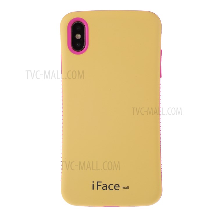 IFACE MALL Macaron Series PC + TPU Hybrid Shell for iPhone X/XS 5.8 inch - Yellow/Rose-1