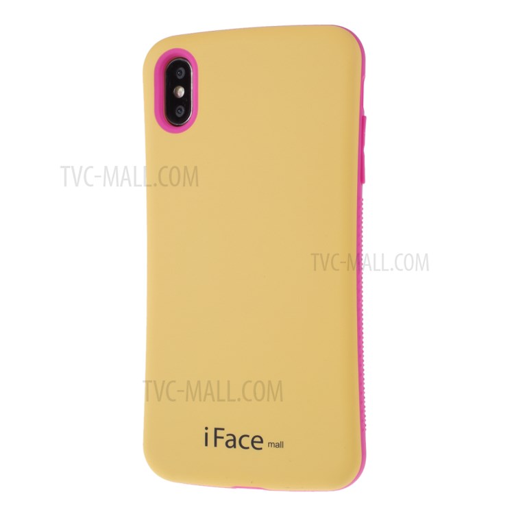 IFACE MALL Macaron Series PC + TPU Hybrid Shell for iPhone X/XS 5.8 inch - Yellow/Rose-2