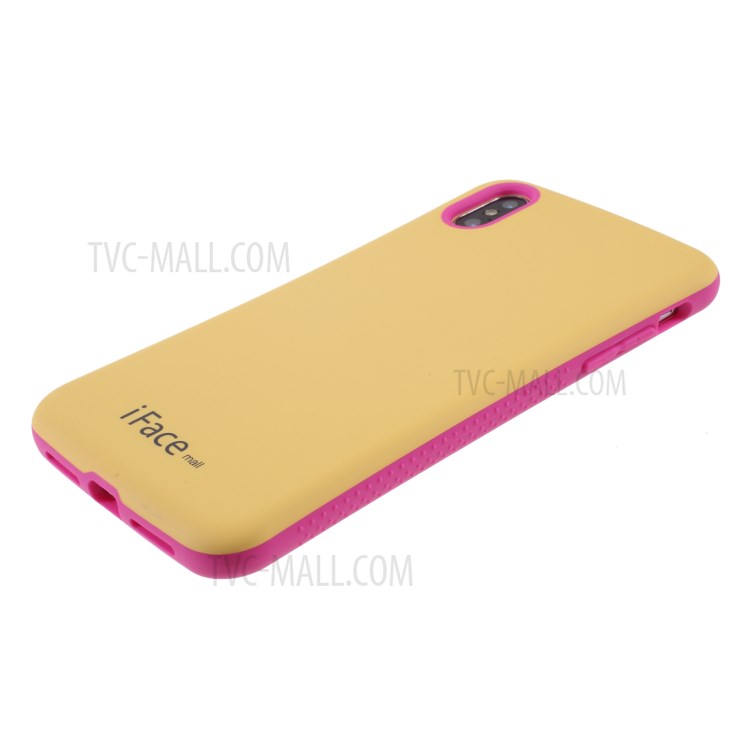 IFACE MALL Macaron Series PC + TPU Hybrid Shell for iPhone X/XS 5.8 inch - Yellow/Rose-4