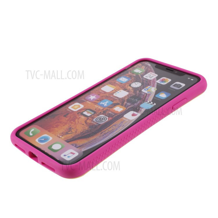 IFACE MALL Macaron Series PC + TPU Hybrid Shell for iPhone X/XS 5.8 inch - Yellow/Rose-5