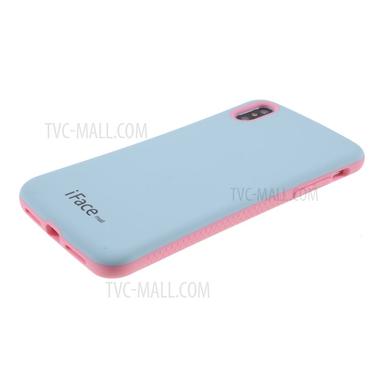 IFACE MALL Macaron Series PC + TPU Hybrid Phone Cover for iPhone XS Max 6.5 inch - Blue/Pink-5