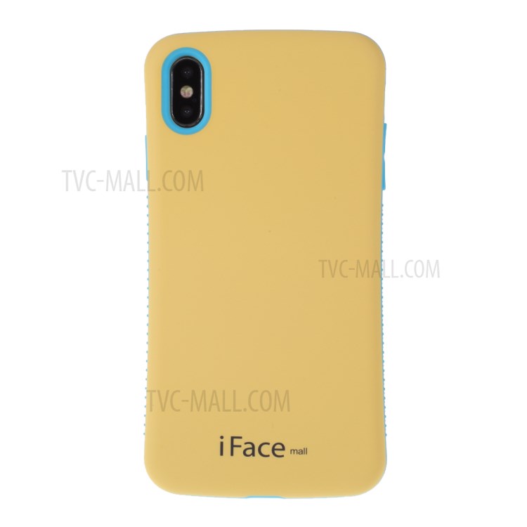 IFACE MALL Macaron Series PC + TPU Hybrid Phone Cover for iPhone XS Max 6.5 inch - Yellow/Blue-1