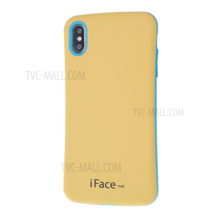 IFACE MALL Macaron Series PC + TPU Hybrid Phone Cover for iPhone XS Max 6.5 inch - Yellow/Blue-2