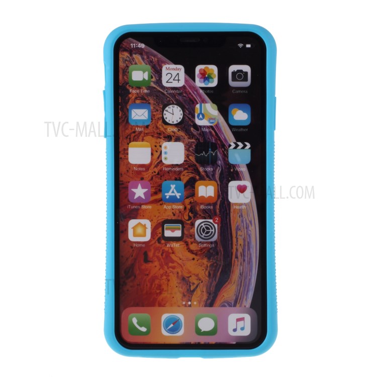 IFACE MALL Macaron Series PC + TPU Hybrid Phone Cover for iPhone XS Max 6.5 inch - Yellow/Blue-3