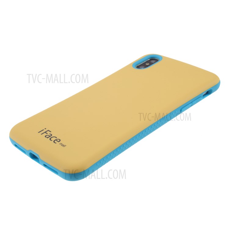 IFACE MALL Macaron Series PC + TPU Hybrid Phone Cover for iPhone XS Max 6.5 inch - Yellow/Blue-4