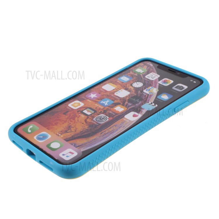 IFACE MALL Macaron Series PC + TPU Hybrid Phone Cover for iPhone XS Max 6.5 inch - Yellow/Blue-5