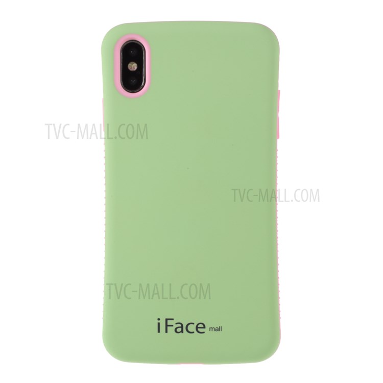 IFACE MALL Macaron Series PC + TPU Hybrid Phone Cover for iPhone XS Max 6.5 inch - Green/Pink-1