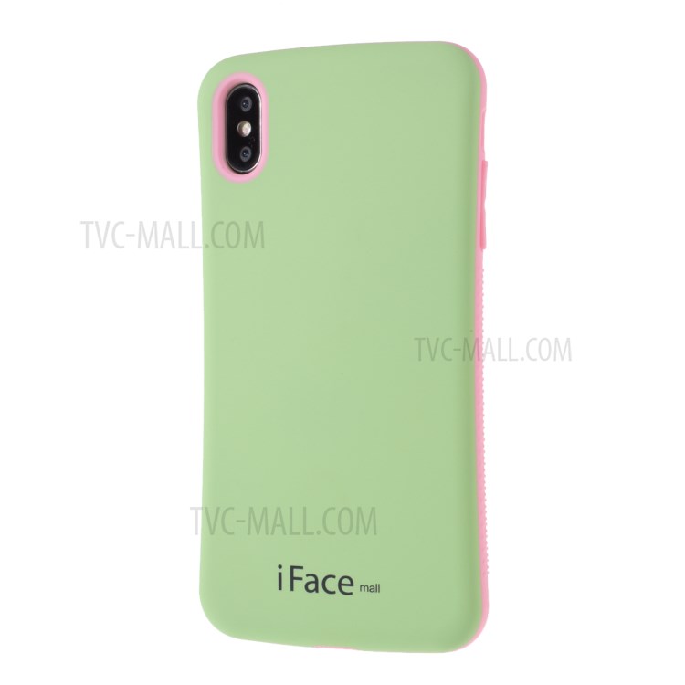 IFACE MALL Macaron Series PC + TPU Hybrid Phone Cover for iPhone XS Max 6.5 inch - Green/Pink-2