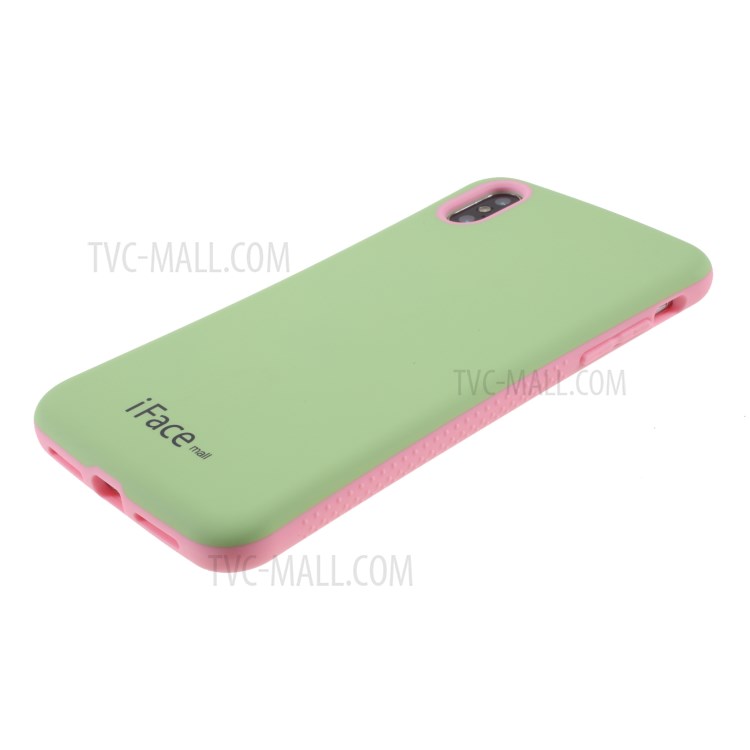 IFACE MALL Macaron Series PC + TPU Hybrid Phone Cover for iPhone XS Max 6.5 inch - Green/Pink-4
