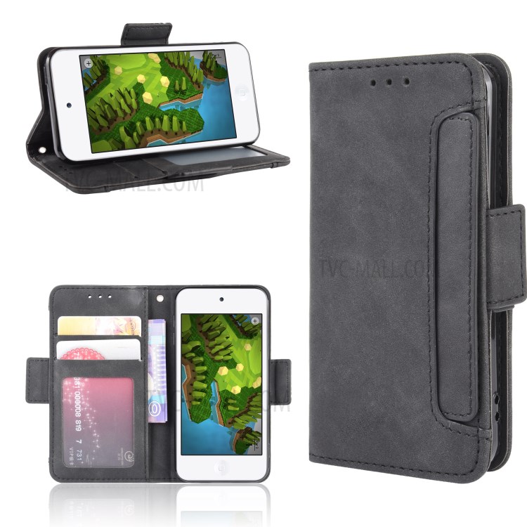 Wallet Leather Phone Case with Multiple Card Slots for Apple iPod Touch 5/Touch 6/Touch 7 - Black-1