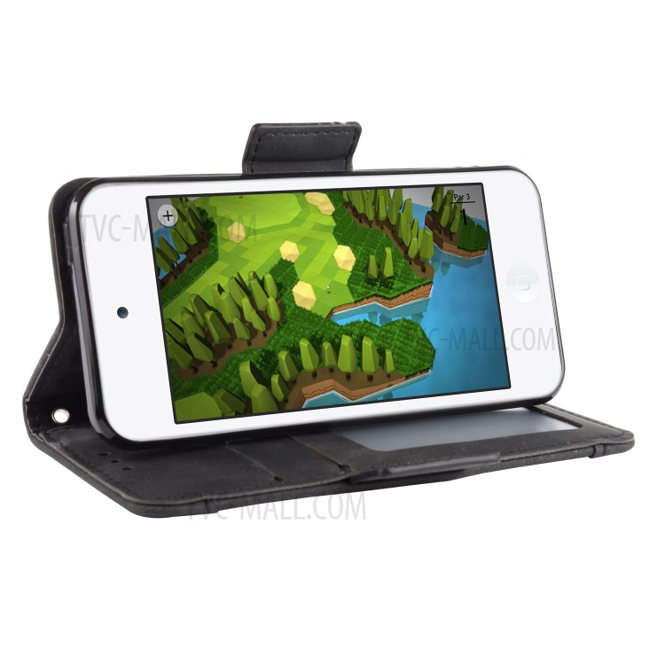 Wallet Leather Phone Case with Multiple Card Slots for Apple iPod Touch 5/Touch 6/Touch 7 - Black-7